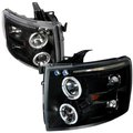 Overtime Halo LED Projector Headlights for 07 to 10 Chevrolet Silverado, Black - 16 x 18 x 22 in. OV126228